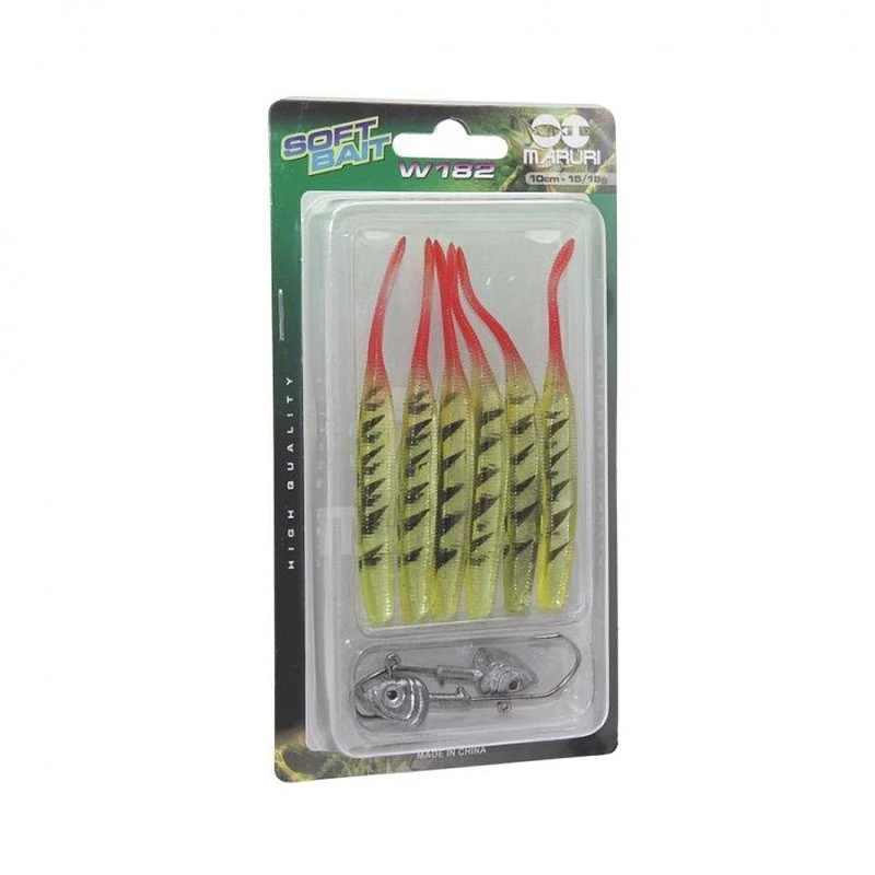 Isca Artificial Maruri Soft Bait W189 10cm - Cartela com 6 unidades + 2 Jig Head