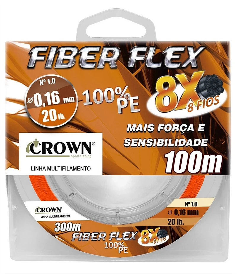 Linha Multifilamento Crown Fiber Flex 100m - Laranja