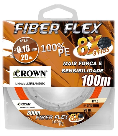 Linha multifilamento Crown Fiber Flex 100% PE 8X 100m Laranja